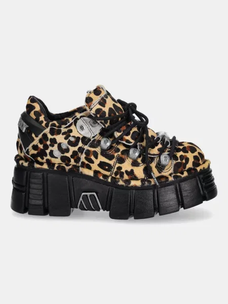 Замшеві кросівки New Rock Pelo Leopardo Cuero M Tower Negro Lateral коричневий
