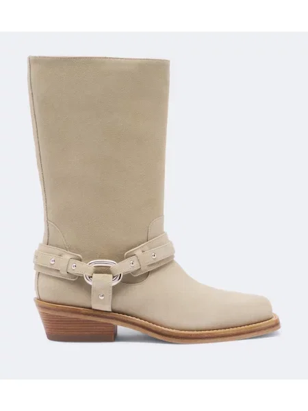 Botine Rabanne din piele de căprioară bej