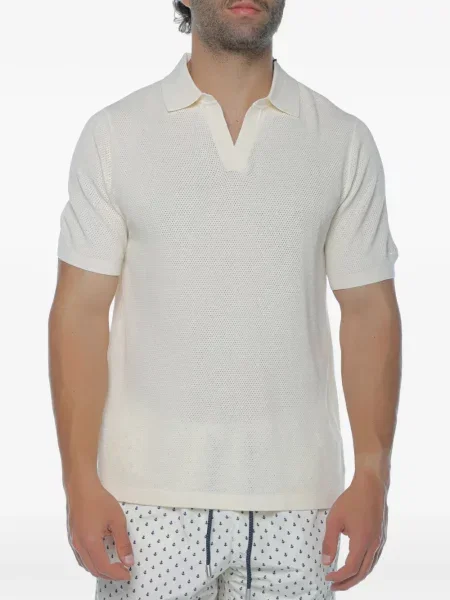Tricou Mc2 Saint Barth cu decolteu în V plasă alb