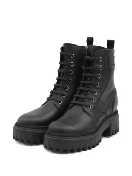 Botine Hogan cu șireturi cu platformă din dantelă negru