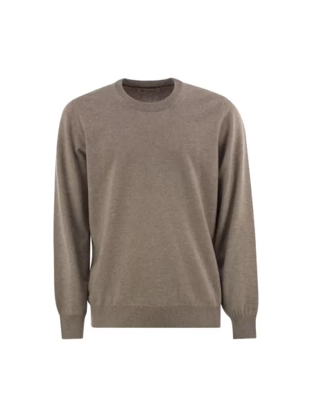 Dzianinowy sweter Brunello Cucinelli brązowy