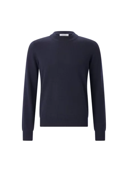 Lniany sweter z golfem Gran Sasso niebieski