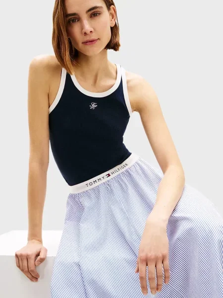 У смужку спідниця міді Tommy Hilfiger блакитна