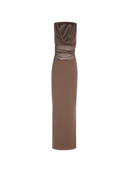 Rochie maxi Ser.o.ya din tul drapată maro