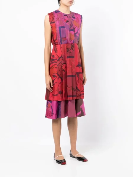 Rochie midi Ferragamo de mătase de costum roșu