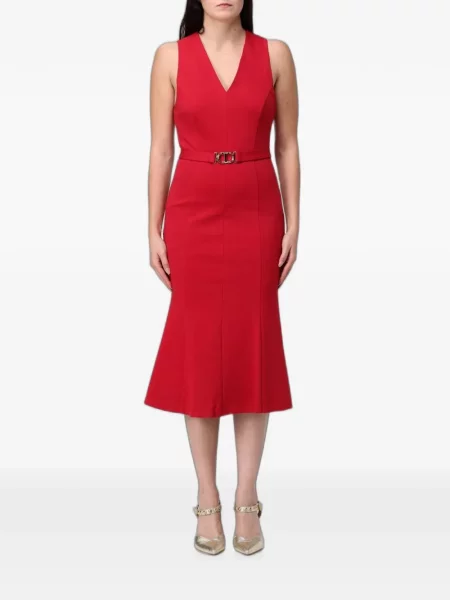 Cu centură rochie midi Twinset fără mâneci roșu