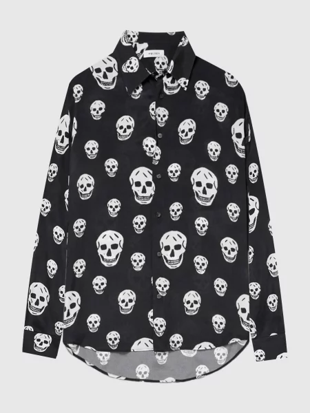 Сорочка в брендовий принт Skull Alexander Mcqueen чорна
