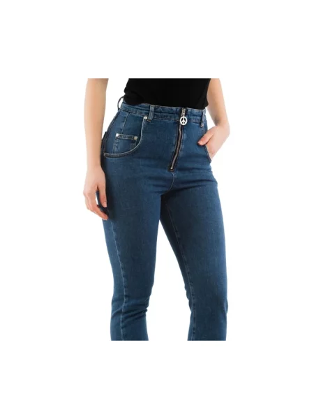 Skinny jeansy Moschino niebieskie