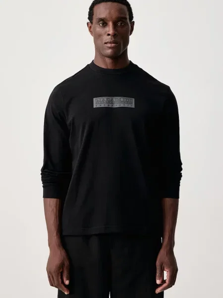 Tricou cu mânecă lungă Napapijri cu autograf negru