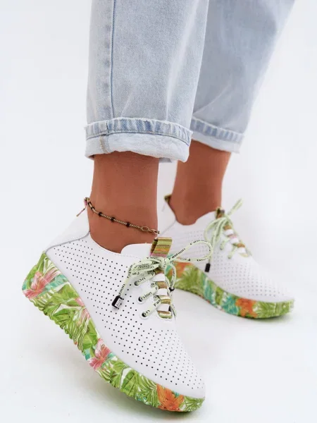 Pantofi Artiker din piele cu platformă alb