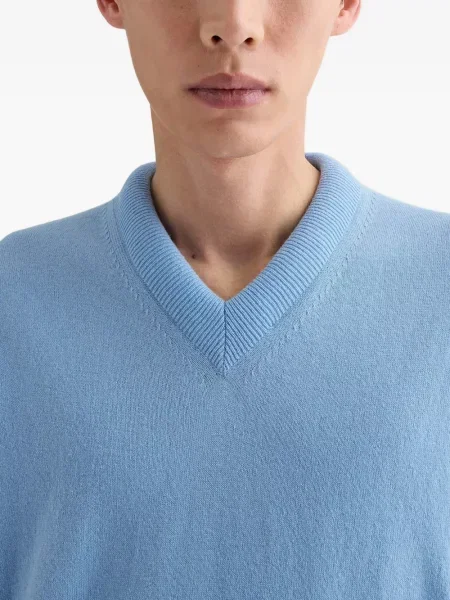 Pulover Jil Sander cu decolteu în V albastru