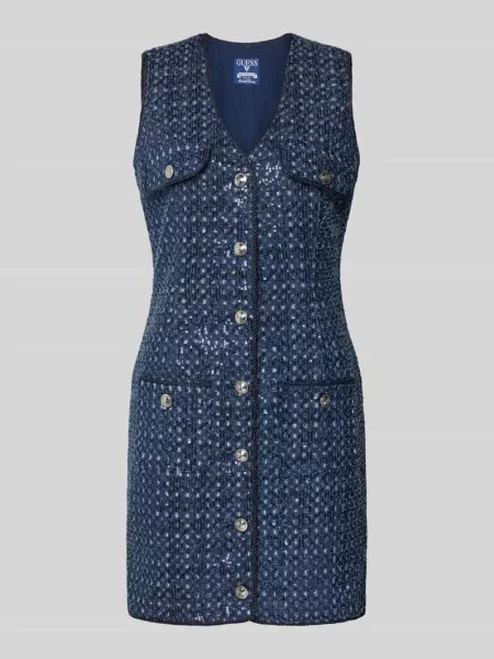 Sukienka mini z cekinowym obszyciem na całej powierzchni model ‘Gabriela’ Guess niebieska