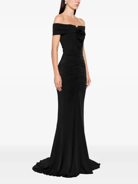Rochie maxi Nissa cu model floral de costum negru