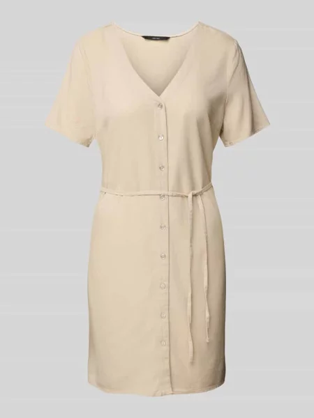 Sukienka mini z mieszanka i lnu model MYMILO' Vero Moda beżowa