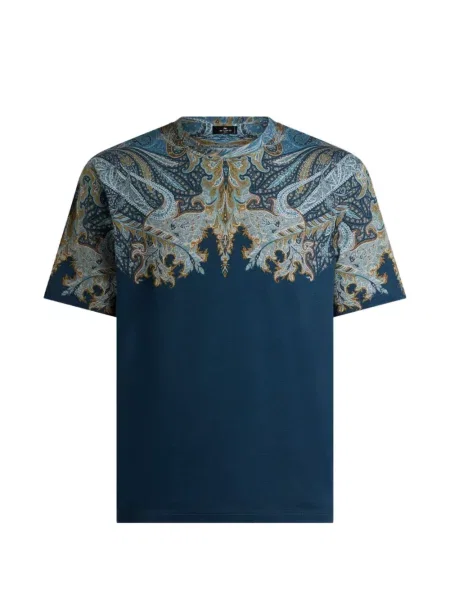 Tricou Etro cu imagine din jerseu cu model paisley albastru