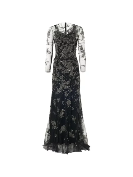 Rochie Carolina Herrera cu broderie cu model floral negru