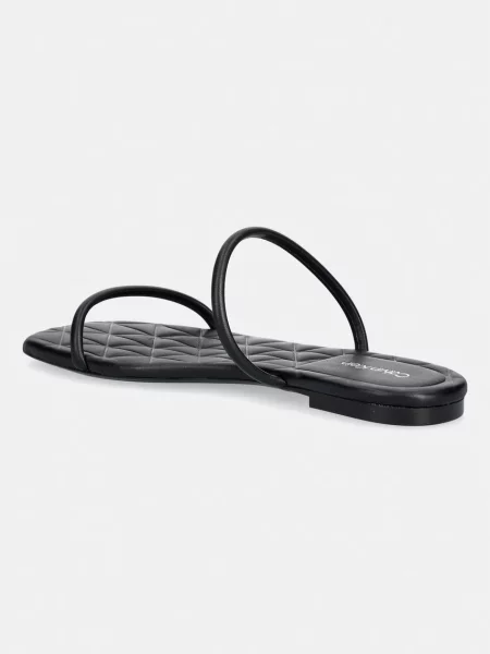 Calvin Klein női bőr papucs SQUARE FLAT SNDL QUILT LTH fekete