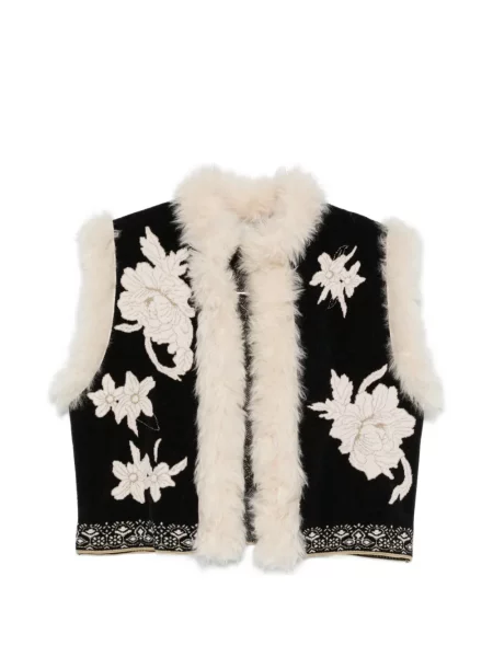 Vestă Forte_forte cu model floral negru
