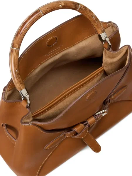Geantă Ralph Lauren Collection din bambus maro