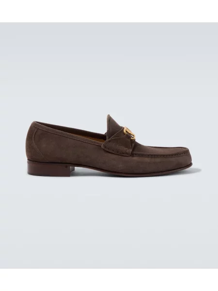 Pantofi loafer Valentino Garavani din piele de căprioară maro