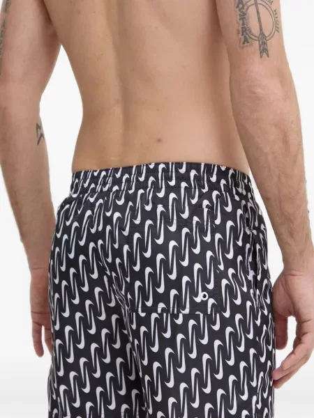 Slip de baie Nike cu cordon cu imagine tricotate albastru