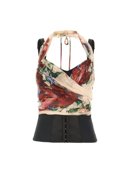 Wielobarwność top Dolce And Gabbana szyfonowy różowy