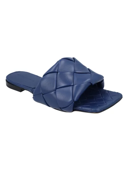 Klapki Bottega Veneta skórzane niebieskie