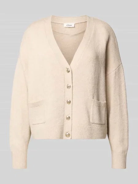 Kurtka z dzianiny o kroju oversized z mieszanki bawełny S.oliver Red Label beżowa