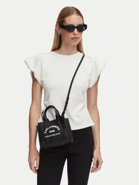 Karl Lagerfeld Ručna torbica Rue St-Guillaume / bijela crna