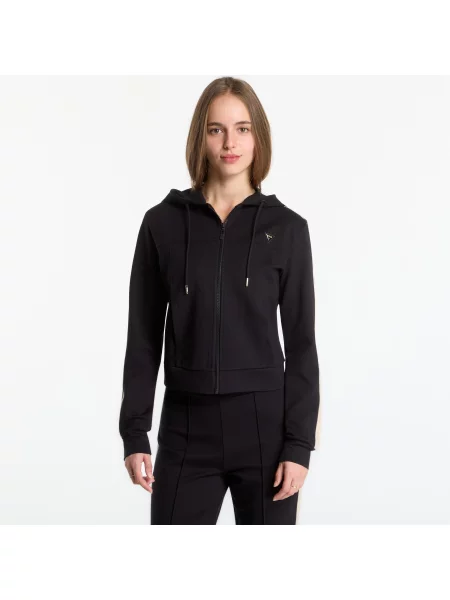 Φούτερ GUESS Fausta Full Zip Hoodie Jet Black M μαύρο