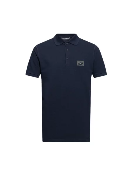 Koszulka polo Dolce And Gabbana z krótkim rękawem niebieska