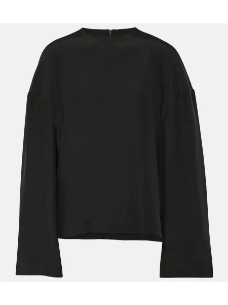 Jedwabny top Fforme czarny