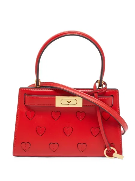 Top Tory Burch cu aplicații cu motiv cu inimi roșu