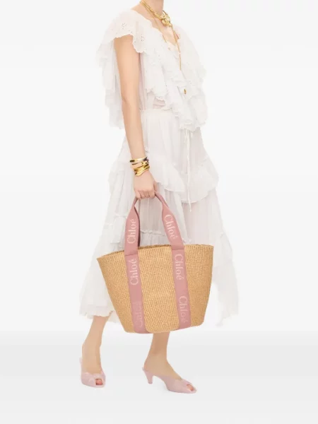 Geantă shopper Chloé cu broderie