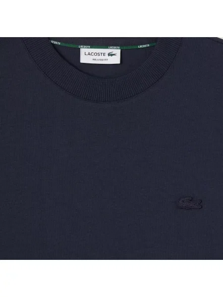 Lacoste T-Shirt Z Okrągłym Dekoltem Relaxed Fit granatowy