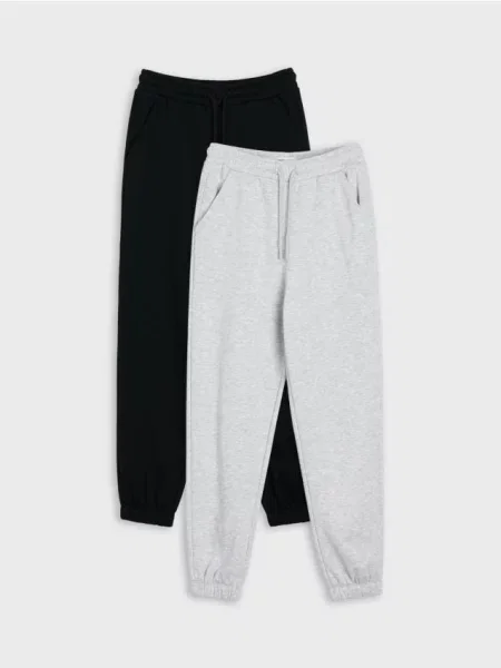 Sinsay Teplákové jogger kalhoty loose fit 2 pack šedá