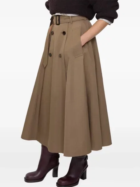 A-vonalú midi szoknya Burberry barna
