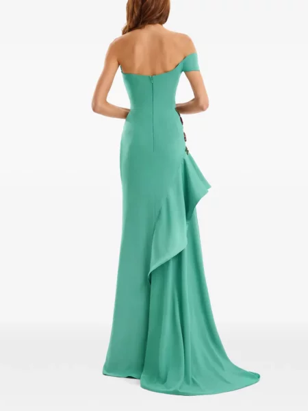 Rochie Gemy Maalouf cu model floral asimetrică verde