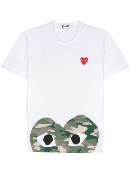 Marškinėliai Comme Des Garçons Play su širdelėmis balta