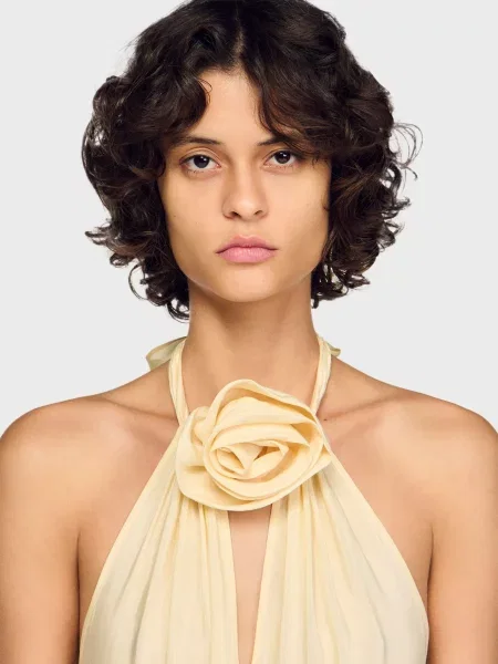 Лляна сукня Sandro бежева