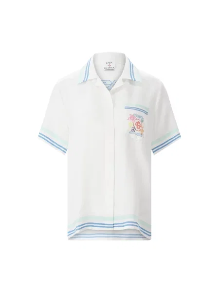 Koszula z krótkim rękawem Casablanca w kwiatki z krótkim rękawem biała