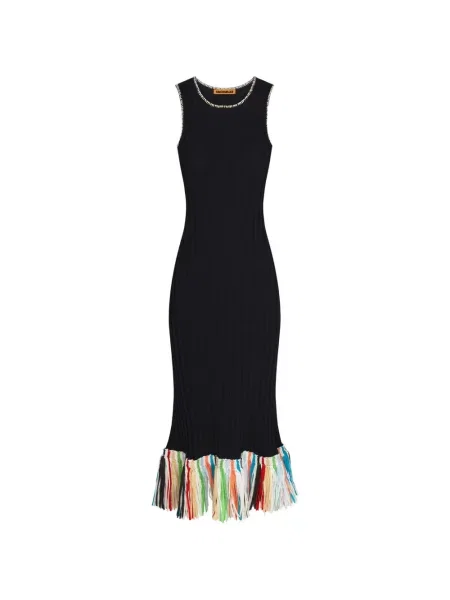 Rochie midi Simon Miller cu franjuri negru