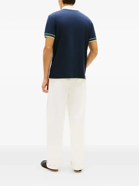 Tricou polo Tommy Hilfiger cu imagine cu decolteu în V albastru