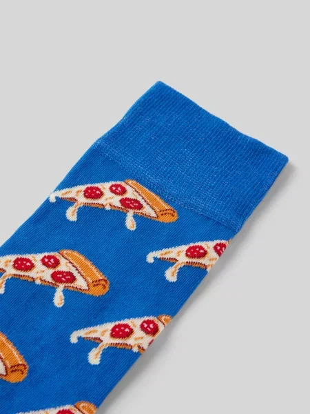 Skarpety z wyhaftowanym motywem model ‘Pizza Drip’ Dillysocks niebieskie