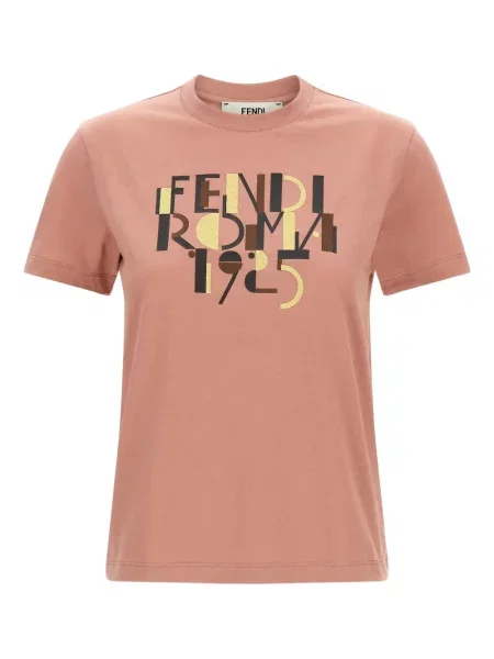 Tricou Fendi cu broderie roz