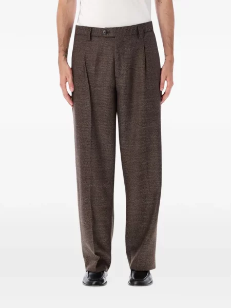 Pantaloni Mfpen din țesătură twill maro