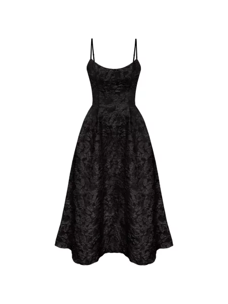 Rochie midi Post Meridiem din jacard până la genunchi de costum negru