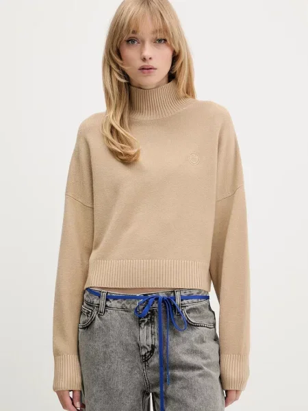 Hugo Blue sweter z półgolfem beżowy
