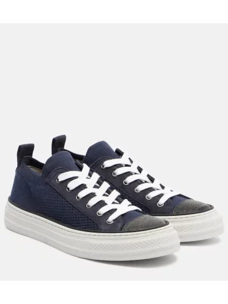 Sneakerși Brunello Cucinelli din piele de căprioară albastru