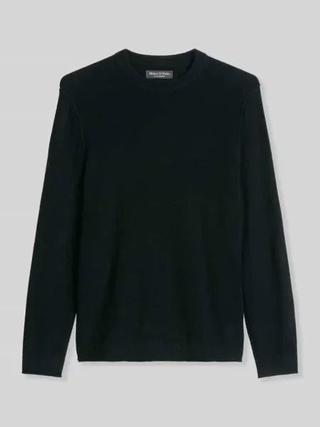 Sweter z mieszanki bawełny o miękkim fakturowanym wyglądzie Marc O'polo czarny